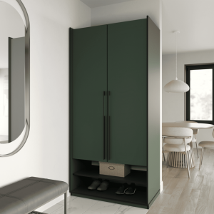 Шафа зі штангою, полицями та шухлядами R-0004 1000х570х2100 мм Зелений Димчастий