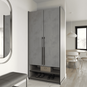 Шафа зі штангою, полицями та шухлядами R-0004 1000х570х2100 мм Бетон Тефра