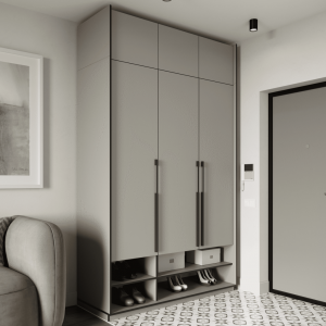 Шафа зі штангою, полицями, шухлядами та антресоллю R-0006 1484х570х2500 мм Кашемір