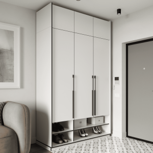 Шафа зі штангою, полицями, шухлядами та антресоллю R-0006 1484х570х2500 мм Білий