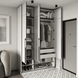 Шафа зі штангою, полицями, шухлядами та антресоллю R-0006 1484х570х2500 мм Дуб Гранж Пісочний