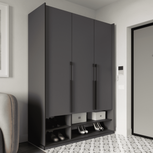 Шафа зі штангою, полицями та шухлядами R-0006 1484х570х2100 мм Антрацит