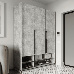 Шафа зі штангою, полицями та шухлядами R-0006 1484х570х2100 мм Бетон