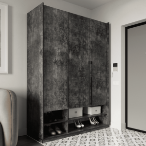 Шафа зі штангою, полицями та шухлядами R-0006 1484х570х2100 мм Бетон Темний