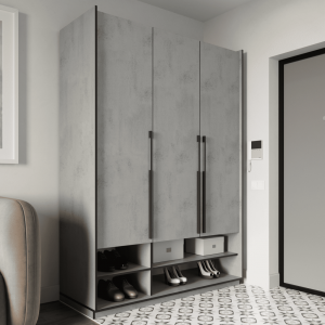 Шафа зі штангою, полицями та шухлядами R-0006 1484х570х2100 мм Бетон Тефра