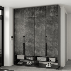 Шафа зі штангою, полицями, шухлядами та антресоллю R-0009 1968х570х2500 мм Бетон Темний