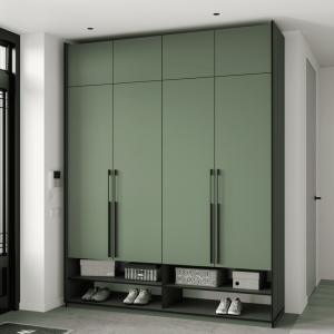 Шафа зі штангою, полицями, шухлядами та антресоллю R-0009 1968х570х2500 мм Зелений Димчастий