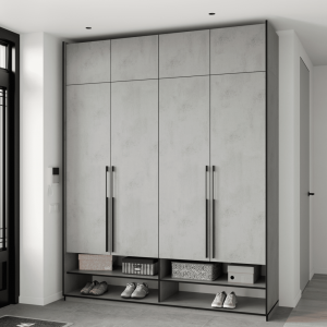 Шафа зі штангою, полицями, шухлядами та антресоллю R-0009 1968х570х2500 мм Бетон Тефра