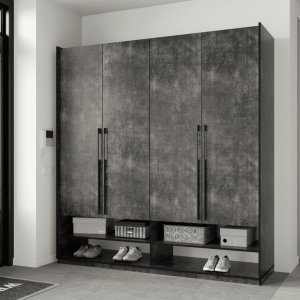 Шафа зі штангою, полицями та шухлядами R-0009 1968х570х2100 мм Бетон Темний