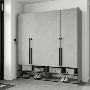 Шафа зі штангою, полицями та шухлядами R-0009 1968х570х2100 мм Бетон Тефра