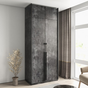 Шафа зі штангою, полицями та антресоллю R-0014 1000х570х2500 мм Бетон Темний