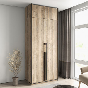 Шафа зі штангою, полицями та антресоллю R-0014 1000х570х2500 мм Дуб Гранж Пісочний