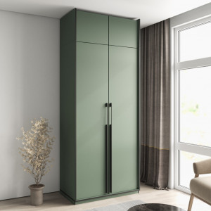 Шафа зі штангою, полицями та антресоллю R-0014 1000х570х2500 мм Зелений Димчастий