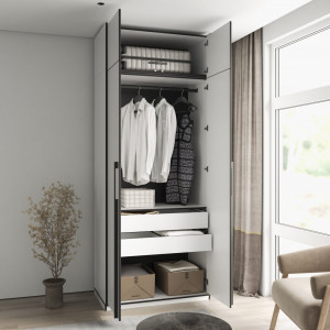 Шафа зі штангою, полицями, шухлядами та антресоллю R-0014 1000х570х2500 мм Дуб Гранж Пісочний