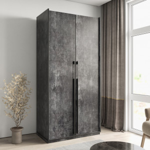 Шафа зі штангою, полицями та шухлядами R-0014 1000х570х2100 мм Бетон Темний