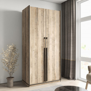 Шафа зі штангою, полицями та шухлядами R-0014 1000х570х2100 мм Дуб Гранж Пісочний