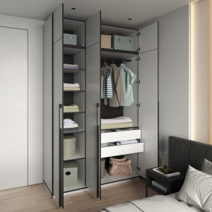 Шафа зі штангою, полицями, шухлядами та антресоллю R-0016 1484х570х2500 мм Зелений Димчастий