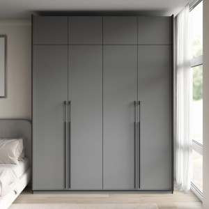 Шафа зі штангою, полицями та антресоллю R-0018 1968х570х2500 мм Антрацит