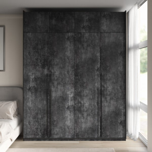 Шафа зі штангою, полицями та антресоллю R-0018 1968х570х2500 мм Бетон Темний