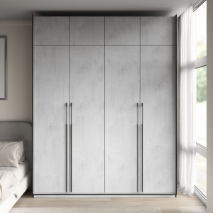 Шафа зі штангою, полицями та антресоллю R-0018 1968х570х2500 мм Бетон Тефра