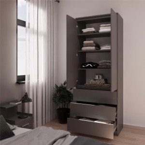 Шафа з полицями та шухлядами T-210 803x502x2117 мм Антрацит