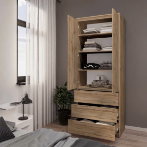 Шафа з полицями та шухлядами T-210 803х502х2117 мм Дуб Аппалачі