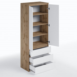 Шафа з полицями та шухлядами T-210 803х502х2117 мм Дуб Аппалачі/Білий