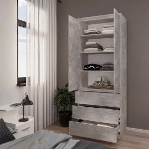 Шафа з полицями та шухлядами T-210 803х502х2117 мм Бетон