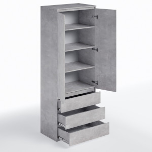 Шафа з полицями та шухлядами T-210 803х502х2117 мм Бетон