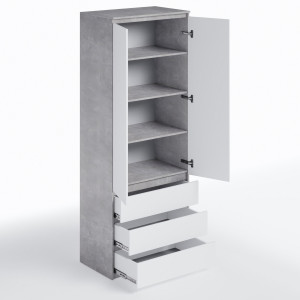 Шафа з полицями та шухлядами T-210 803х502х2117 мм Бетон/Білий