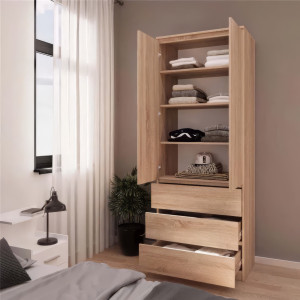 Шафа з полицями та шухлядами T-210 803х502х2117 мм Дуб Сонома