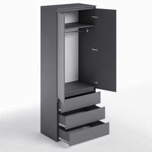 Шафа зі штангою та шухлядами для одягу T-211 803х502х2117 мм Антрацит