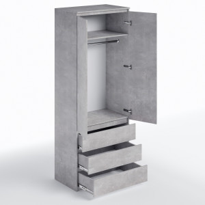 Шафа зі штангою та шухлядами для одягу T-211 803х502х2117 мм Бетон