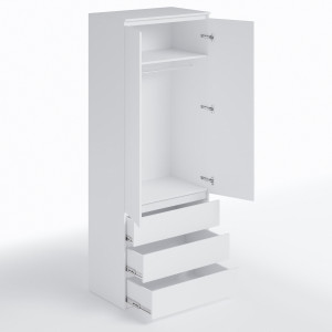 Шафа зі штангою та шухлядами для одягу T-211 803х502х2117 мм Білий Шафа зі штангою та шухлядами для одягу T-211 803х502х2117 мм Білий