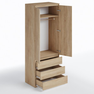 Шафа зі штангою та шухлядами для одягу T-211 803х502х2117 мм Дуб Сонома 