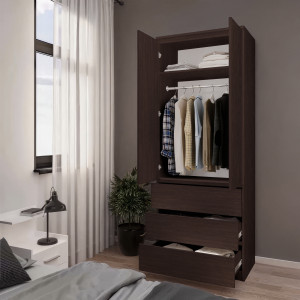 Шафа зі штангою та шухлядами для одягу T-211 803х502х2117 мм Венге Магія