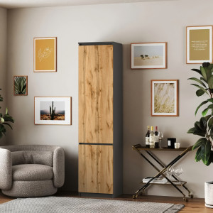 Шафа-пенал з полицями T-217 500х498х2117 мм Антрацит/Дуб Аппалачі