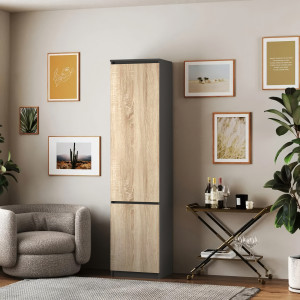 Шафа-пенал з полицями T-217 500х498х2117 мм Антрацит/Дуб Сонома