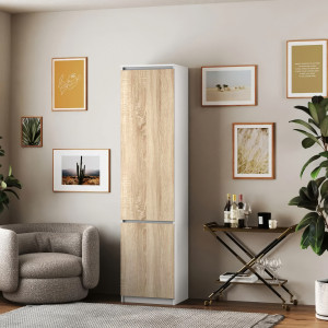 Шафа-пенал з полицями T-217 500х498х2117 мм Білий/Дуб Сонома