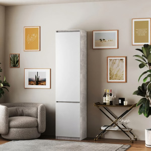 Шафа-пенал зі штангою T-218 500х498х2117 мм Бетон/Білий