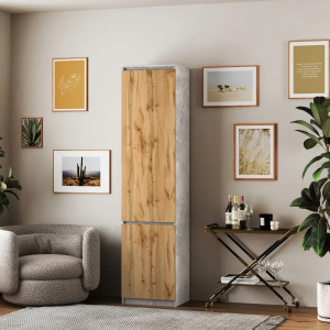 Шафа-пенал зі штангою T-218 500х498х2117 мм Бетон/Дуб Аппалачі