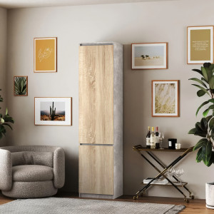 Шафа-пенал зі штангою T-218 500х498х2117 мм Бетон/Дуб Сонома