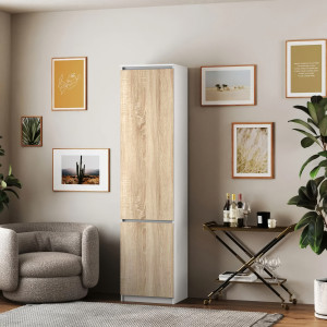 Шафа-пенал зі штангою T-218 500х498х2117 мм Білий/Дуб Сонома