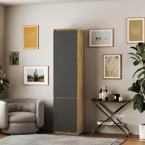 Шафа-пенал зі штангою T-218 500х498х2117 мм Дуб Аппалачі/Антрацит