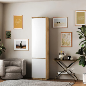 Шафа-пенал зі штангою T-218 500х498х2117 мм Дуб Аппалачі/Білий