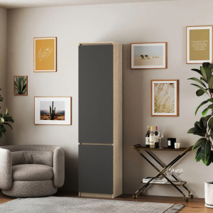 Шафа-пенал зі штангою T-218 500х498х2117 мм Дуб Сонома/Антрацит