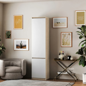 Шафа-пенал зі штангою T-218 500х498х2117 мм Дуб Сонома/Білий