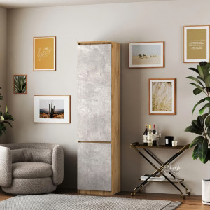 Шафа-пенал зі штангою T-218 500х498х2117 мм Дуб Аппалачі/Бетон