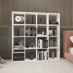 Стелаж для книг та декору на 16 комірок GP-11 1424х230х1430 мм Білий