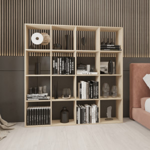 Стелаж для книг та декору на 16 комірок GP-11 1424х230х1430 мм Дуб Сонома